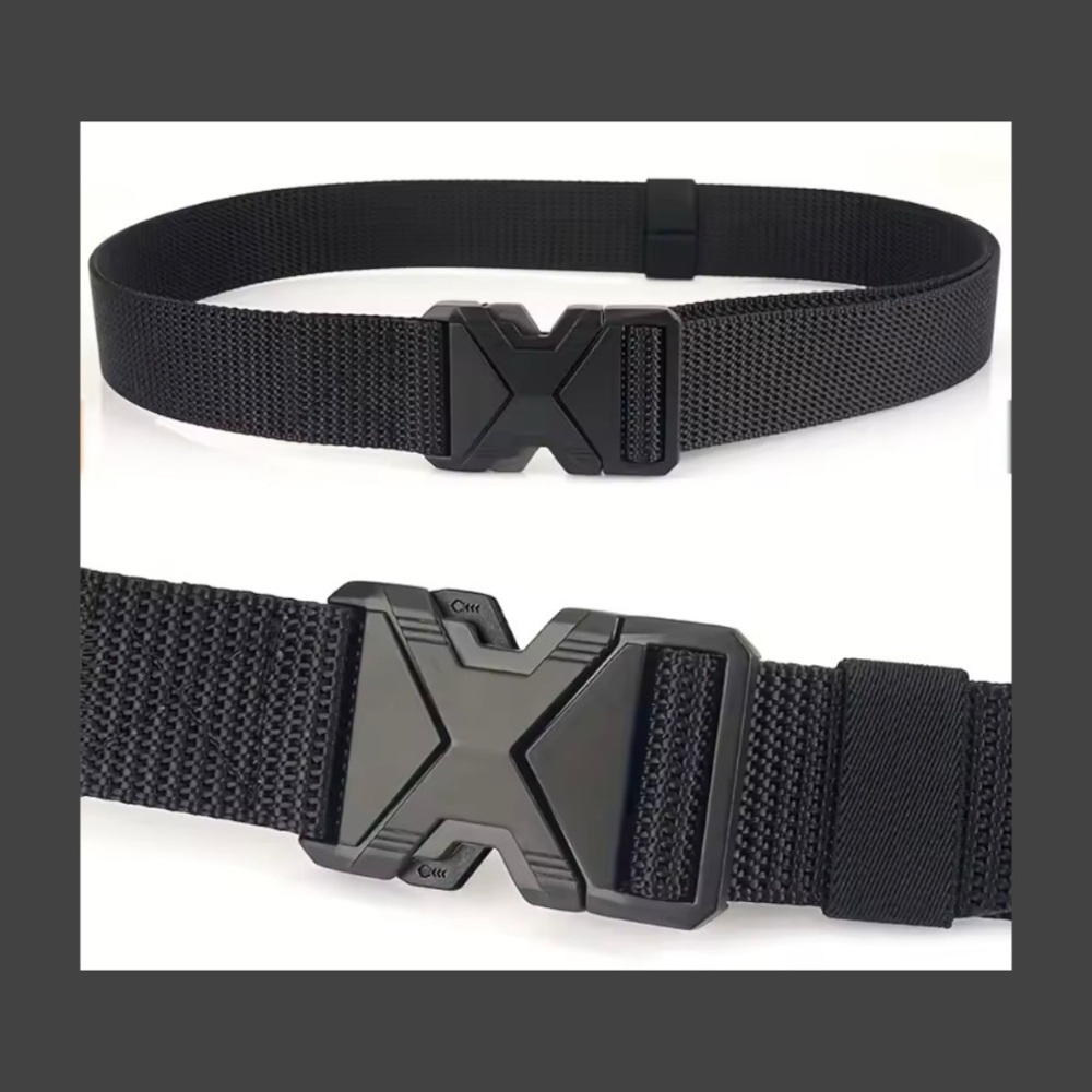 BLACK Multifunctional Tactical Nylon BraidedCanvasWoven Belt/SturdyPlasticBuckle
